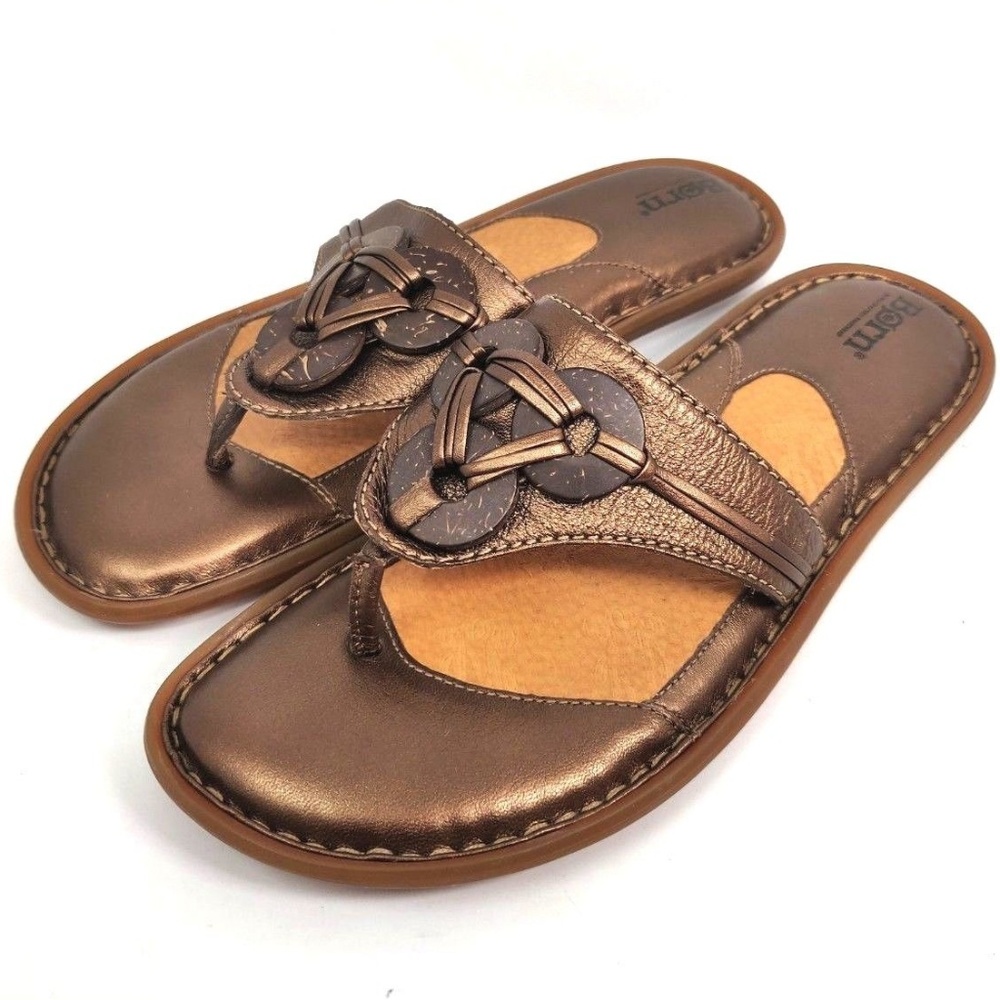 Born Women Sandals Thongs Flip Flop Bronze Slip-on